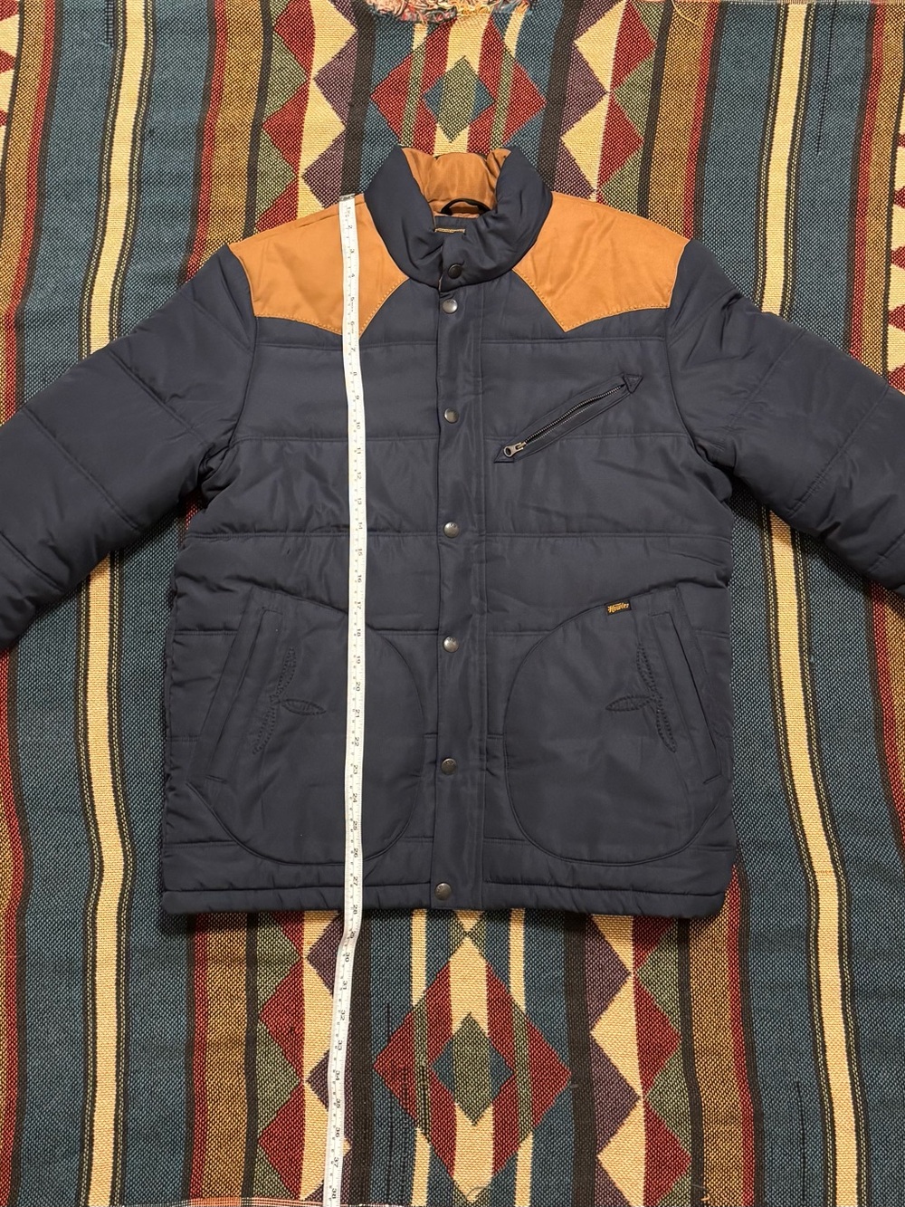 Howler Brothers Rounder Navy Puffer Jacket with Tan Yoke